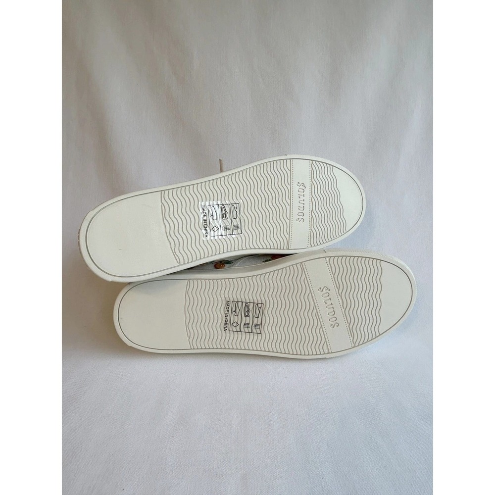 Soludos Womens Ivory Orange Embroidered Sneakers Espadrille Shoe Sz 7 / #S2620 - Picture 2 of 6